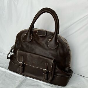 Authentic Large Chloe Espresso Leather Travel Bag